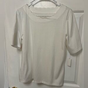 Scalloped neckline white Talbot’s Cotton tee